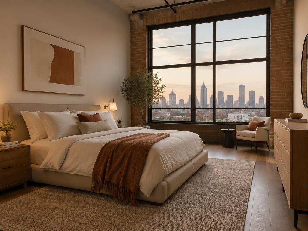 Loft room with city view